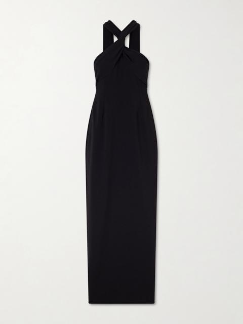 SOLACE LONDON Rona Twisted Crepe Halterneck Gown