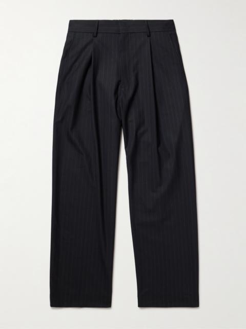 NN07 Kay 10037 Wide-Leg Pleated Pinstriped Woven Trousers