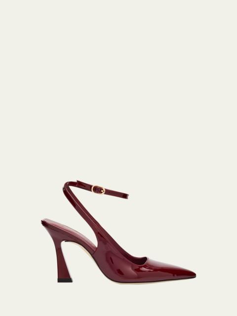 Stuart Weitzman Vinnie Patent Leather Ankle-Strap Pumps