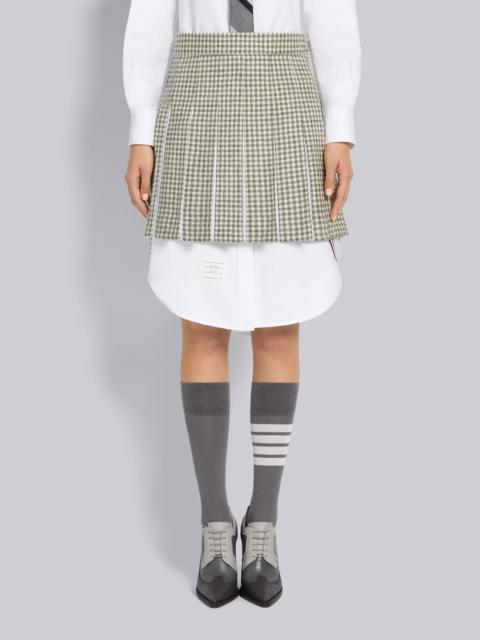Thom Browne Medium Grey Gunclub Check Wool Hunting Tweed University Stripe Oxford Pleat Dropped Back Miniskirt