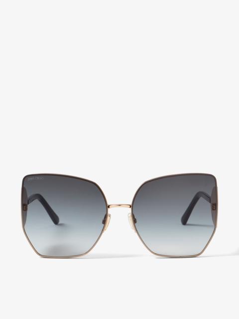 JIMMY CHOO River
Rose Gold Oversized Sunglasses with Silver Glitter