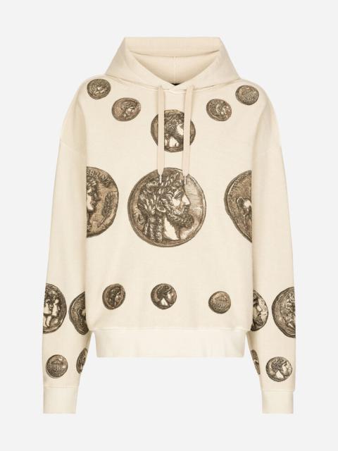 Coin print inside-out jersey hoodie