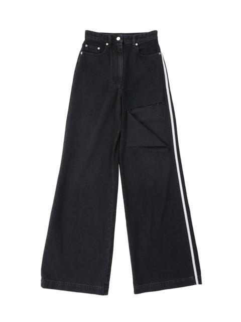 PETER DO RIPPED STRAIGHT LEG JEANS / BLK