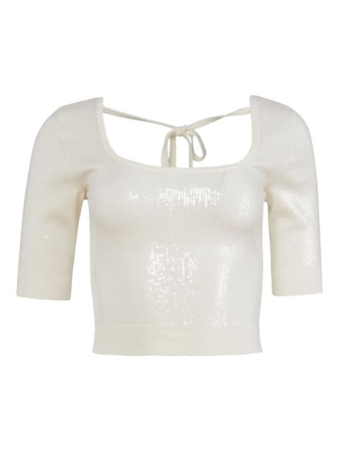 Fleur du Mal sequin scoop-neck knit top