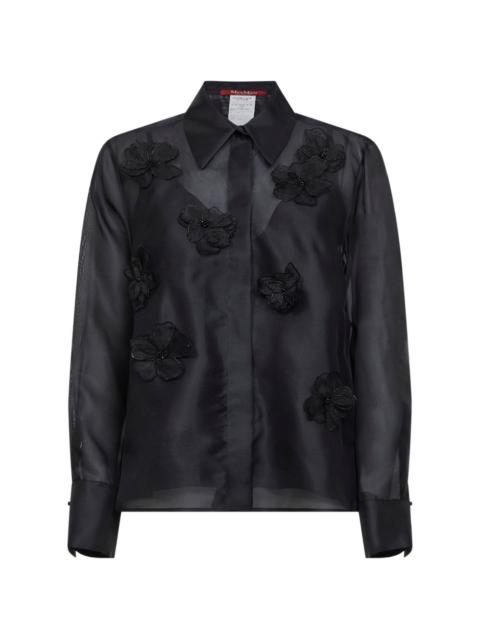Max Mara organza flowers beaded shirt
