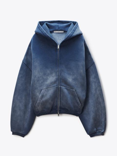 Alexander Wang Unisex Crystal Hotifx Zip-Up Hoodie in Cotton Blend
