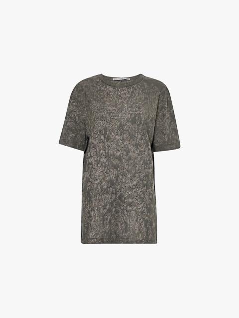 Splatter-wash short-sleeve cotton and hemp-blend jersey T-shirt