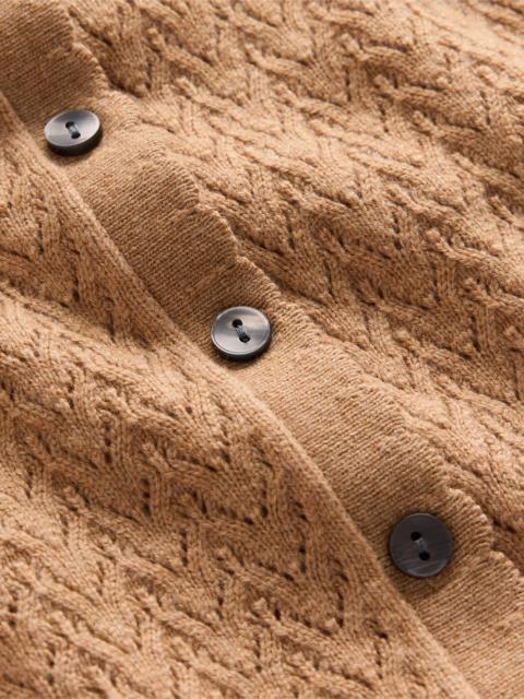 BODEN Diane Pointelle Cardigan-Camel Melange