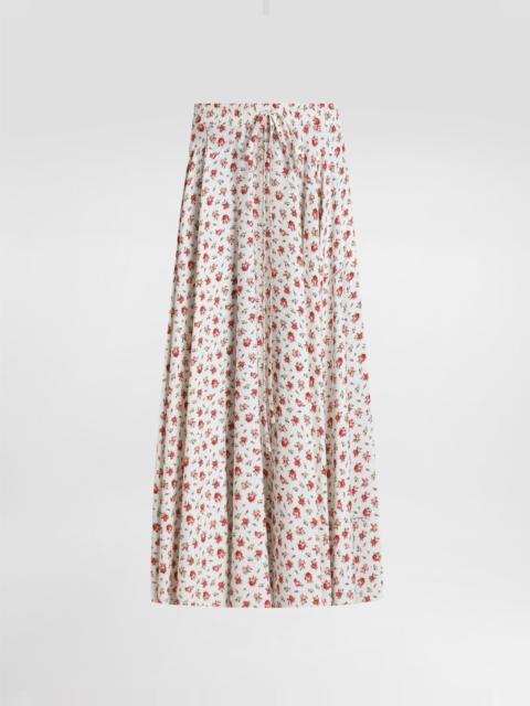 Dolce & Gabbana Small rose-print charmeuse circle skirt