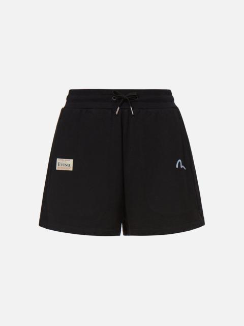 EVISU Seagull and Logo Print Sweat Shorts