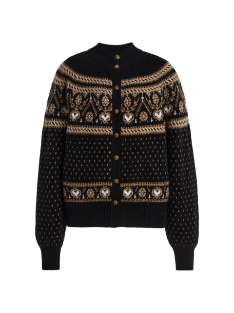 KHAITE Marc Fair Isle Cashmere Cardigan black