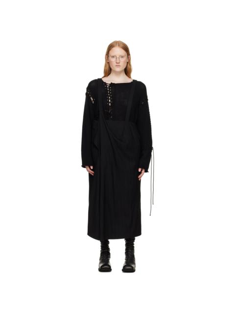 Black Drape Midi Skirt