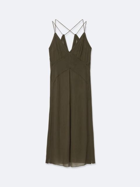 ALLSAINTS FAWN VISCOSE MIDI SLIP DRESS