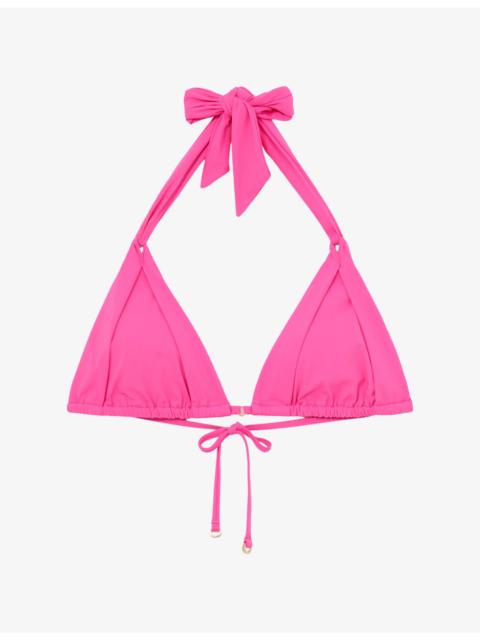 REISS Matilda Triangle-Cup Stretch-Woven Bikini Top