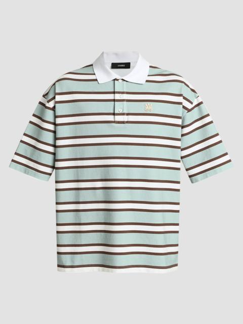 AMIRI Men's MA Striped Skate Polo Shirt - Powder Teal