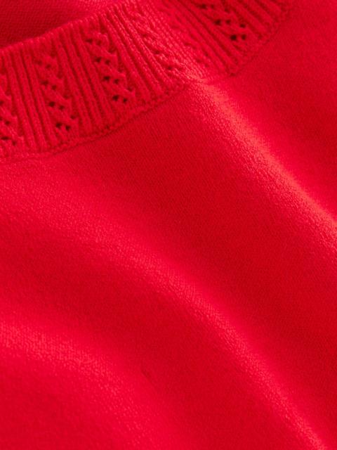 BODEN Emilia Cotton Crew Sweater-Poppy Red