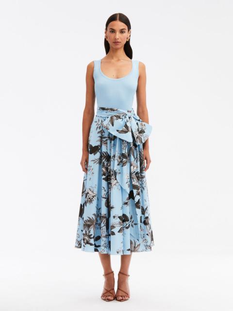 Oscar de la Renta FLORA & FAUNA COTTON POPLIN KNIT DRESS