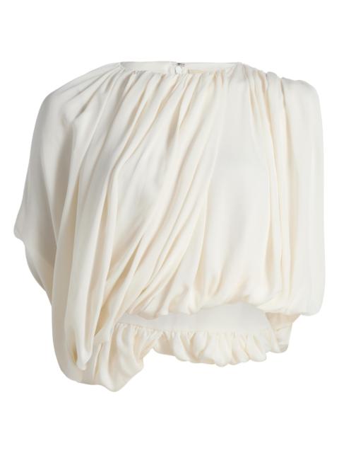 HEIRLOME Women's Marie Asymmetric Draped Silk Crop Top - Ivory