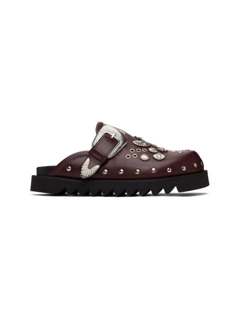 TOGA VIRILIS SSENSE Exclusive Burgundy Eyelet Metal Sabot Slip-on Loafers
