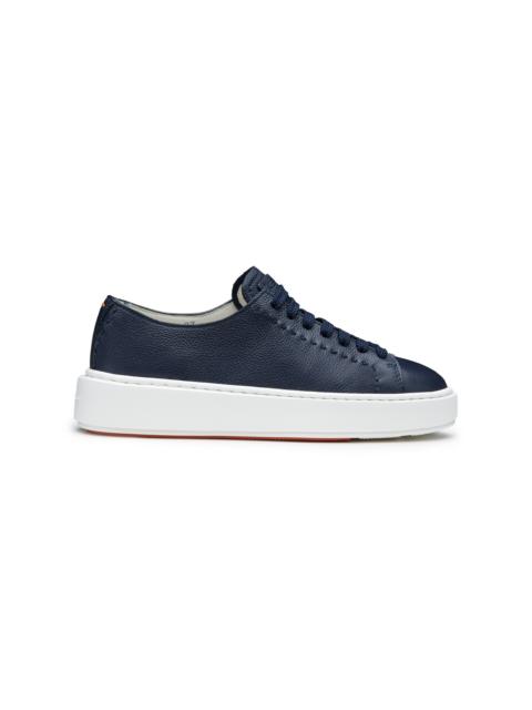 Santoni Women's blue leather sneaker