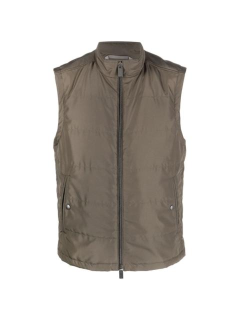 high-neck zip-up gilet