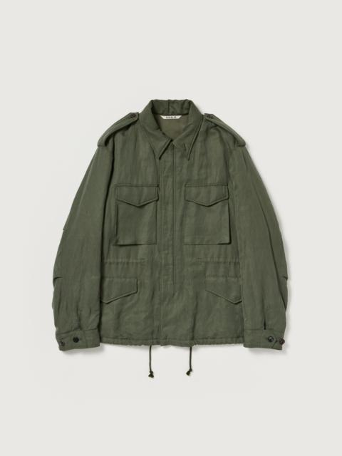 AURALEE BRUSHED SILK LINEN SATIN PADDED MILITARY BLOUSON