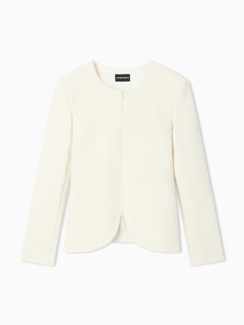 EMPORIO ARMANI EMBOSSED JERSEY ZIP-UP JACKET