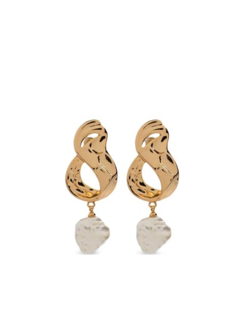 self-portrait pearl-pendant twisted earrings