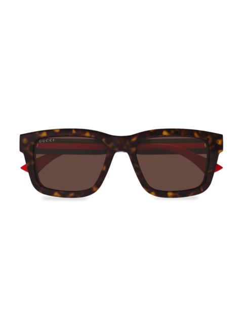GUCCI Men's New Pop Web 53MM Square Sunglasses - Red Green Havana