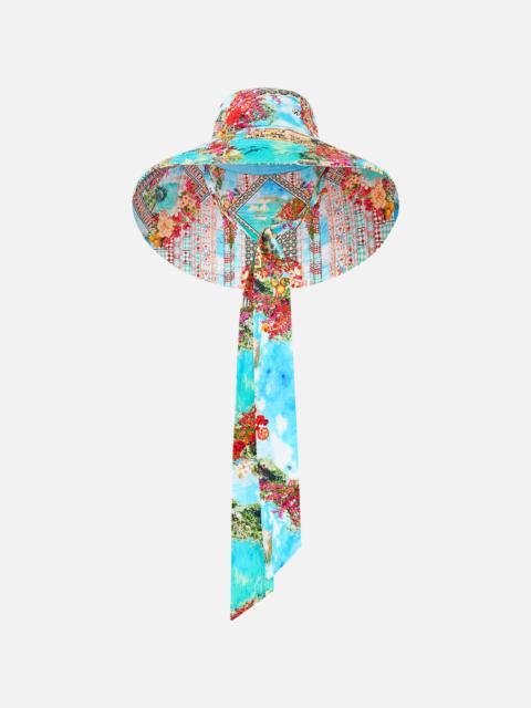 CAMILLA WIDE BRIM BUCKET HAT WITH TIE