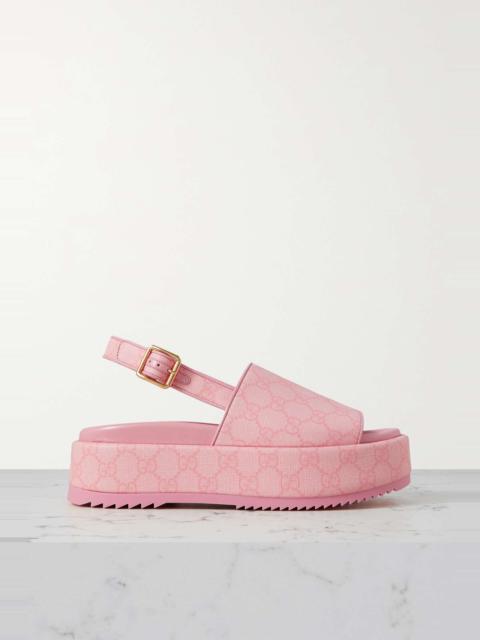 GUCCI Angelina printed coated-canvas slingback platform sandals