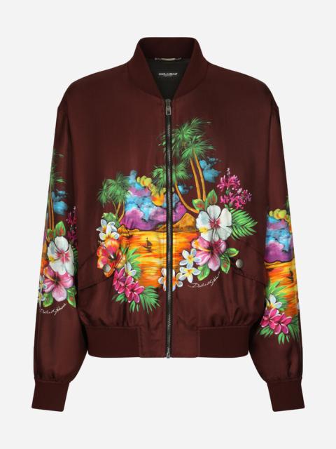 Dolce & Gabbana Silk twill jacket with Hawaiian print