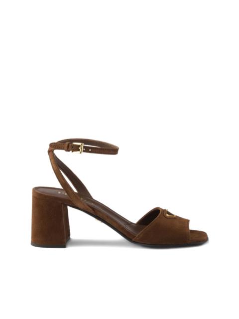 Prada logo-plaque suede sandals