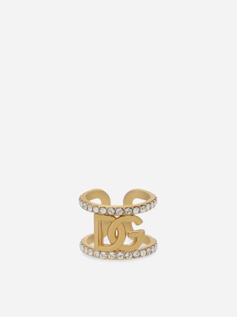 Dolce & Gabbana Ring with rhinestones and DG logo