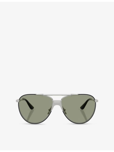 Ferrari FH1039J Aviator-Frame Metal Sunglasses
