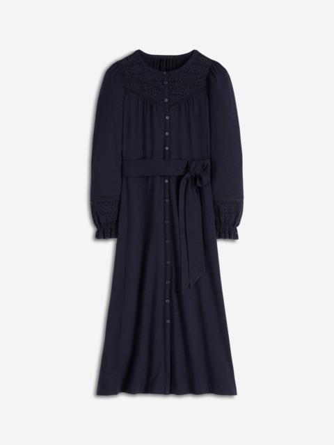 BODEN Pippa Broderie Jersey Dress-Navy
