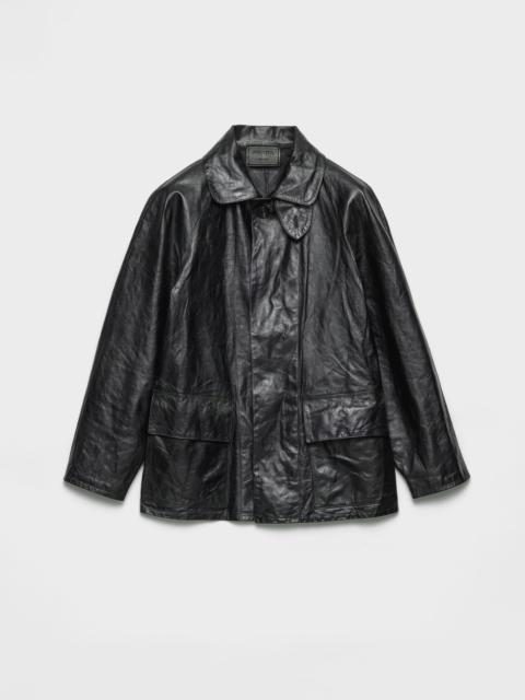 Prada Vintage-look leather blouson jacket