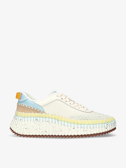 Chloé Nama embroidered leather low-top trainers