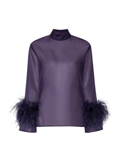 LAPOINTE Organza Top With Feathers