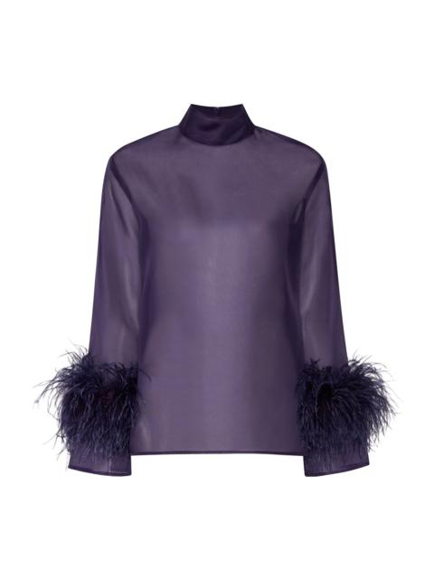 LAPOINTE Organza Top With Feathers