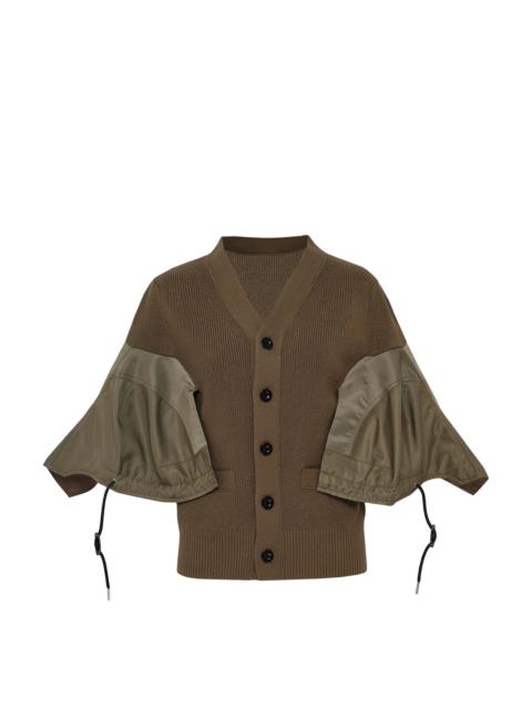 sacai Nylon Twill X Knit Cardigan