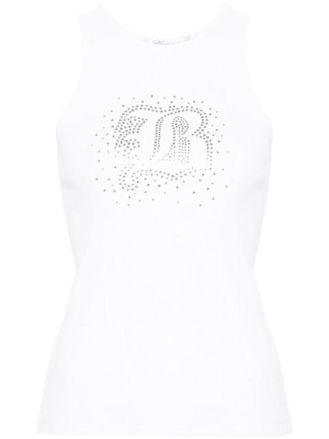 Blumarine crystal-embellished fine-ribbed top