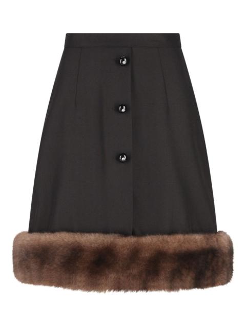 shearling-trim button skirt