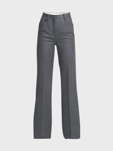 High-Rise Compact Virgin Wool Bootcut Pants