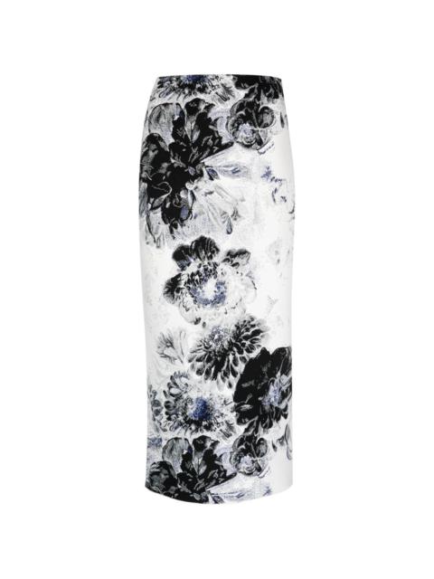 Chiaroscuro floral-jacquard skirt