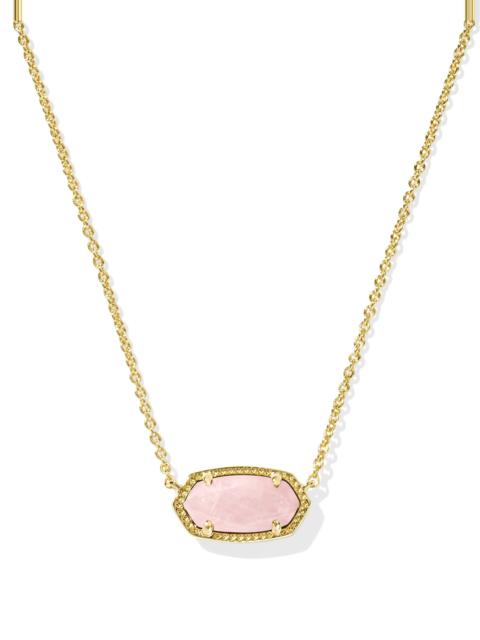 KENDRA SCOTT Elisa Gold Pendant Necklace in Rose Quartz