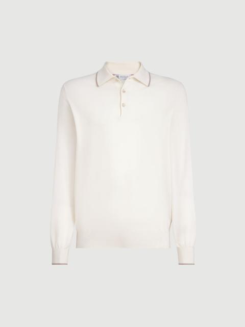 Brunello Cucinelli Sea Island cotton and cashmere lightweight knit polo