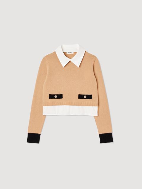 Sandro Cropped wool and cashmere jumper