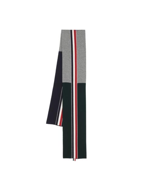 Thom Browne tricolour detail knitted scarf