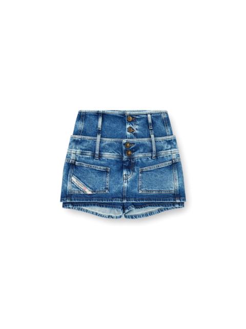 Diesel DENIM MINI SKORT WITH DOUBLE WAIST